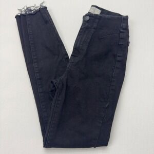 We The Free Miles Away High Rise Black Skinny Jeans Frayed Hem‎ Stretch Size 25